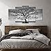 HOMEOART Black and White Tree Wall Art Nature Landscape Tree Picture Framed Canvas Prints Living Room Office Home Wall Decor 5 Panels