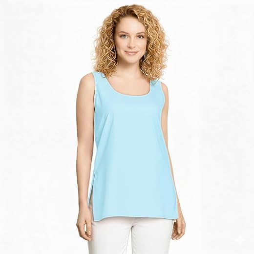 Women Cotton Short Slip Camisole Sleeveless Side Slit Inner Wear for Transparent Kurtis Summer Layering Vest Half Length S...