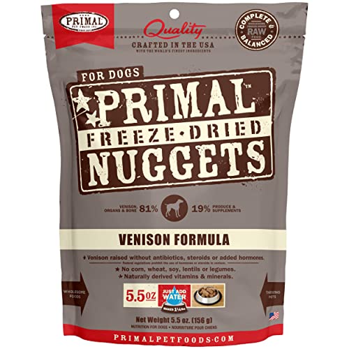 Primal Freeze Dried Dog Food Nuggets Venison 5.5 Oz, Complete & Balanced Scoop & Serve Healthy Grain Free Raw Dog Food, Crafted In The Usa #TOP8