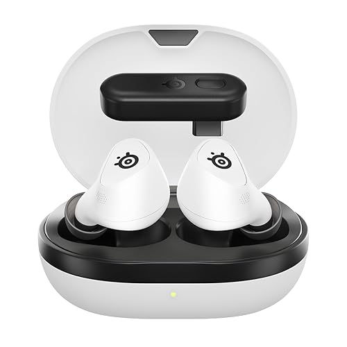 SteelSeries Arctis GameBuds for PlayStation/PC/Switch/Mobile — Quick-Switch 2.4GHz + Bluetooth 5.3 — Active Noise Cancelling — 100+ Game Audio Presets — 40H Battery with Qi Charging Case - White - PlayStation - White