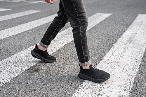 Image of Men's Wide Toe Box Walking Shoes Slip On Lightweight Non-Slip Shoes | Orthopedic Running Athletic Sneakers Hands Free Swollen Feet Food Service Work (12 Wide Men,Black)