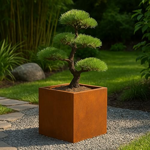 Köhko® Designer-Blumenkübel aus Cortenstahl VIVO 28 x 28 x 27 cm |...