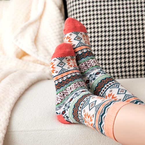 Image of Premillow Wool Socks for Women - Womens Wool Socks Winter Sock for Women Men Warm Thick Knit Soft Vintage Casual Crew Sock