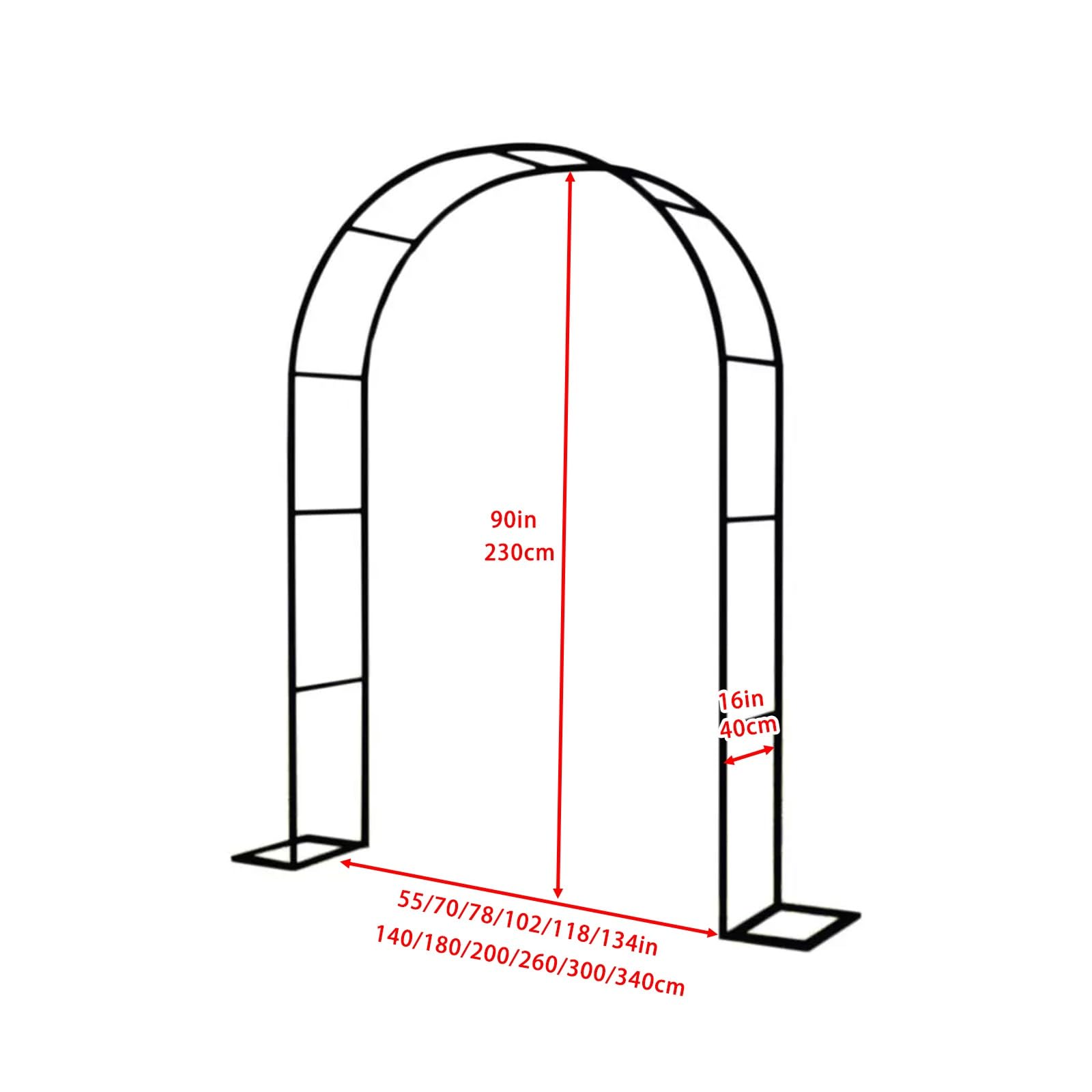 Arco metálico de jardín con Enrejado para Plantas trepadoras | Sólido arco de boda con enrejado para plantas trepadoras: rosas, glicinas y otras enredaderas(Green,220cm)