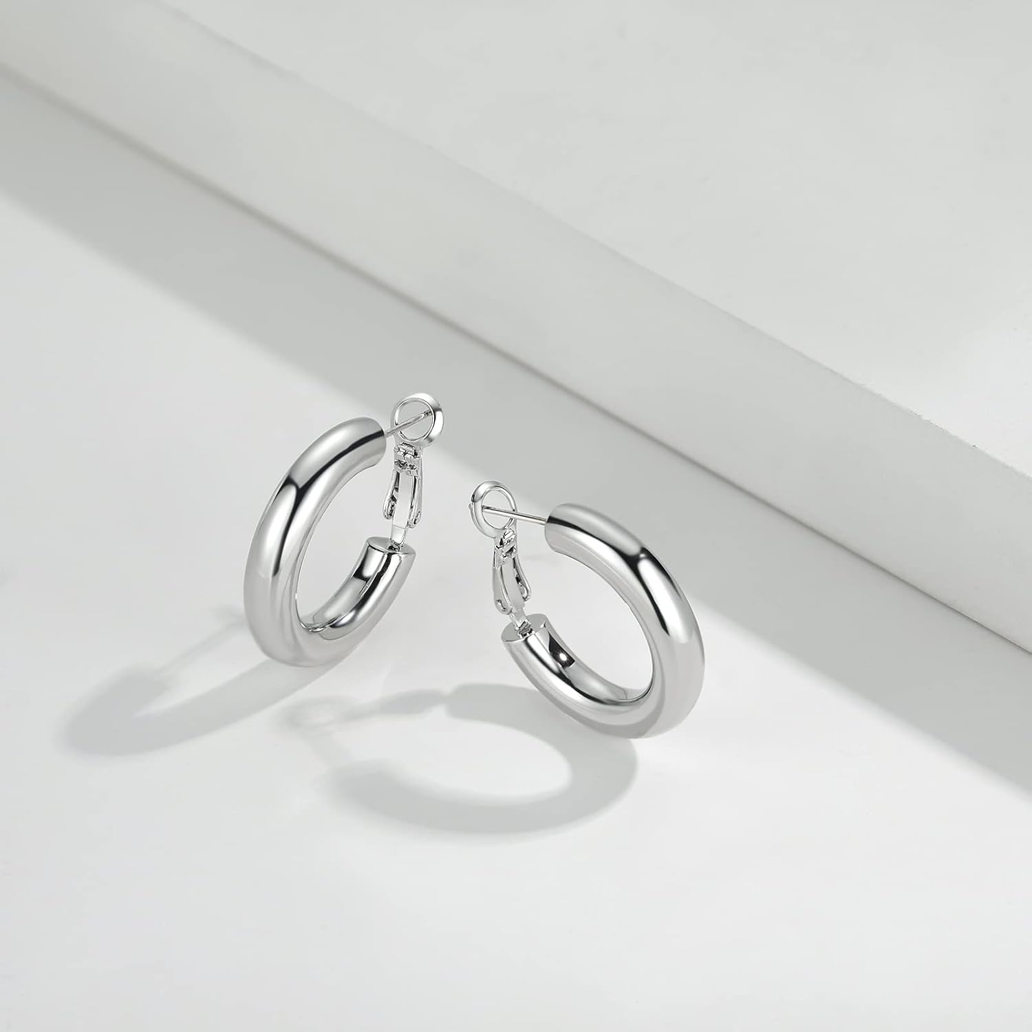 Chunky Hoop Earrings for Women 18K Real Gold Plated Thick Round Gold Hoops Earrings Hypoallergenic Tube Statement Earring Gift 25/30/40MM - Image 4