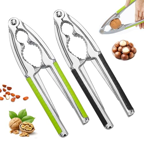 ISparbox Schiaccianoci, 2 Pezzi Schiaccianoci Acciaio Inox, Multifunzione Nut Sheller Tool, Schiaccianoci in Metallo con Impugnatura Antiscivolo per Noci Mandorle Nocciole Frutti di Mare