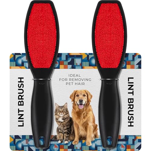 DecorRack (2 Pack) Double-Sided Lint Brushes, Pet Hair Remover Brush for Clothes and Furniture, Remove Cat and Dog Fur from Fabric Carpet and Clothing, Lint Removal Brush, Portable, Reusable (2 Pack)