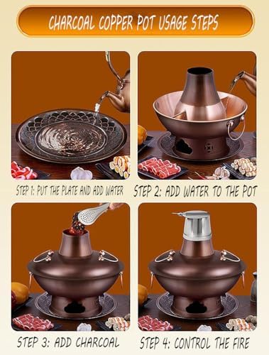Premium Purple Copper Hot Pot - Thickened Multi-Person Design, Easy to Clean Stainless Steel Base, Ideal for Catering, Parties, Events, Weddings, and Commercial Use