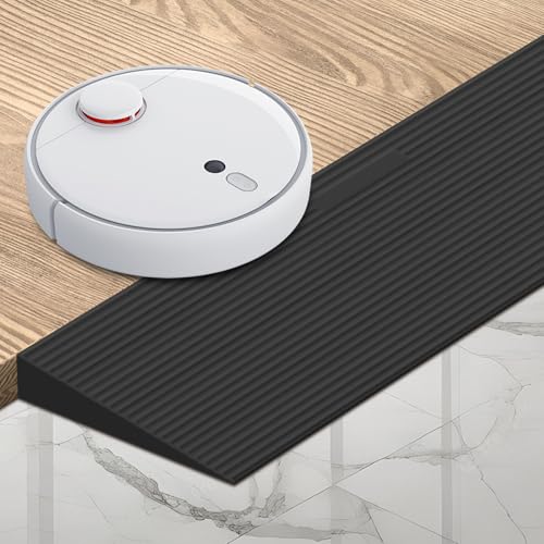 Vkechh Türschwellenrampe 90x20x3cm Rollstuhlrampe aus Vollgummi bis 1 5t Kürzbare & rutschfeste Rampe Saugroboter Auffahrrampe für Saugroboter Rollator