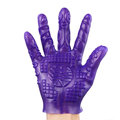 Darringls Guantes Mujer,Coquetear Magia Manos Guantes Masaje Estimulador de Clítoris Masaje Herramienta flirteo Suave Masaje Sexo Guantes Hombres Acanalado burlas Guantes (Púrpura B, 1)