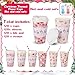 Jingmore 120 Sets 16oz Disposable Paper Coffee Cups with Lids Sleeves Straws Holiday Paper Drinking Cups Bulk for Hot Cold Beverages Home Business Cafe Birthday Party Supplies (Pink Christmas)