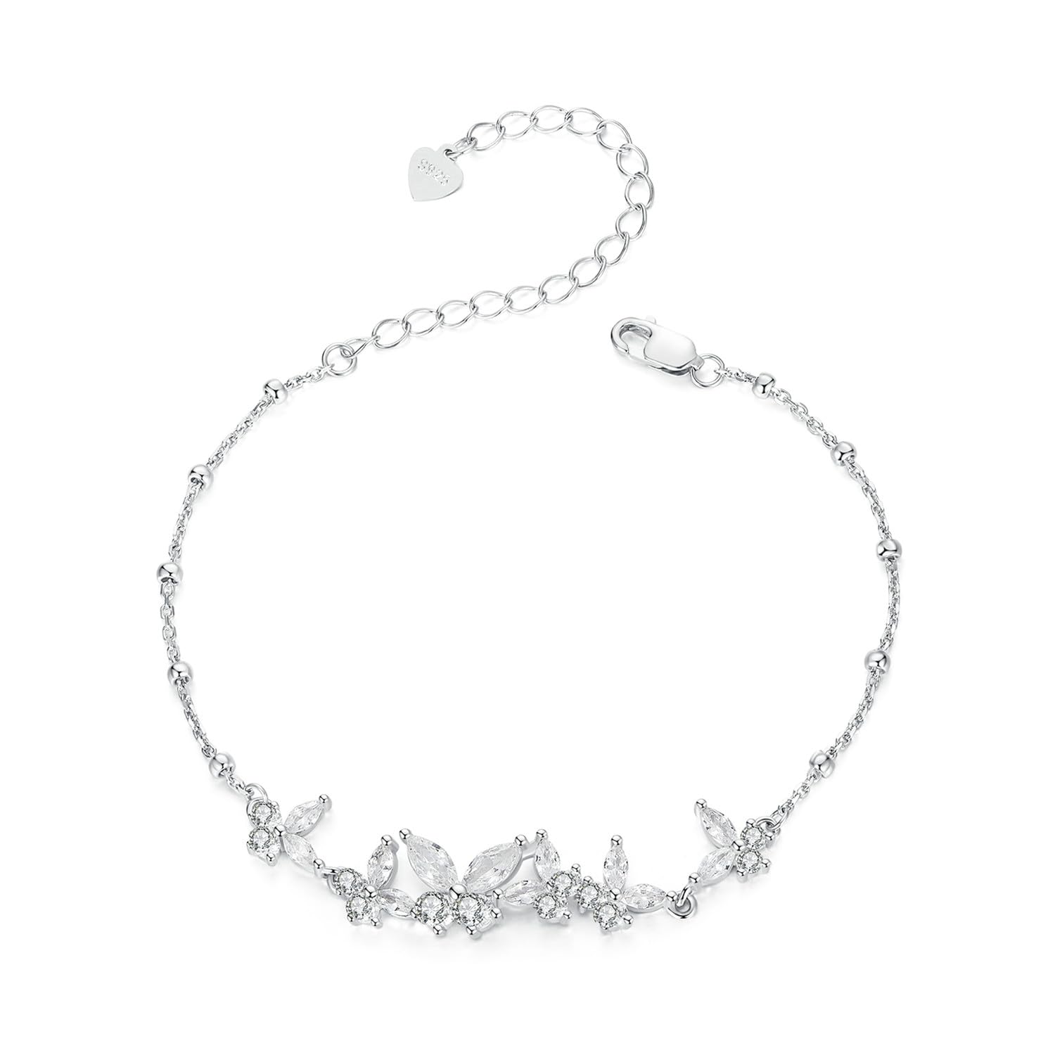 Pulseras de mariposa moradas de plata de ley S925 para mujer, pulsera de eslabones ajustable, regalos de joyería de Navidad