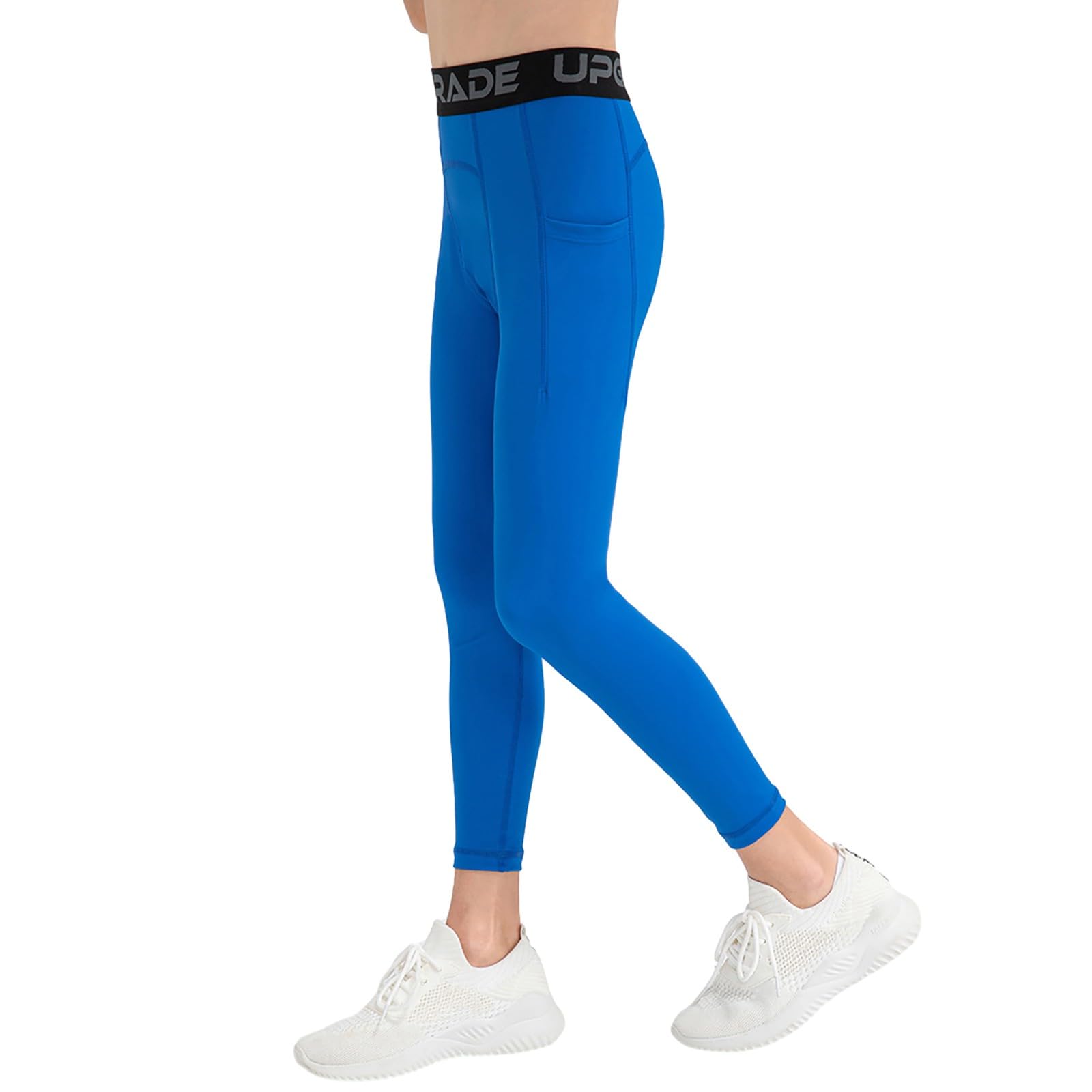 Naiyafly Leggings a compressione per ragazzi con tasche per bambini strato di base sport ad asciugatura rapida collant caldi leggings sportivi atletici leggings da corsa collant pantaloni