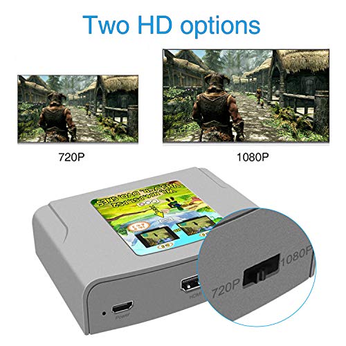 RCA auf HDMI Adapter, Dacimora AV auf HDMI Konverter RCA Eingang HDMI Ausgang HD 720P/1080P Video Audio Adapter für PS3… – Bild 3