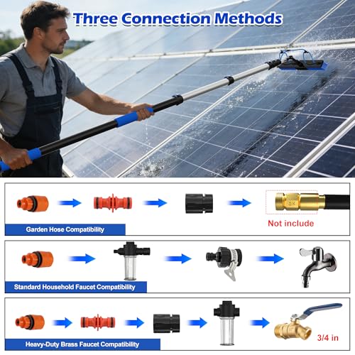 Image of 25 FT Reach Solar Panel Cleaning Brush Kit with Telescopic Pole