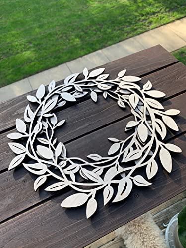 Cliths Pack of 2 pcs Wooden leaf's Wreaths for wall Sing, Wooden Leaves Wreath for Home Front Door Hanging Wall Window Wedding Party Décor, (10 in)