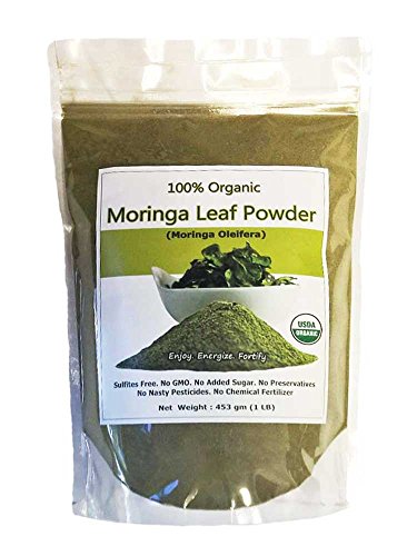 Indus Organics Moringa Oleifera Powder, 1 Lb Bag, Premium Grade, High Purity, Freshly Packed
