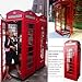 Vintage British Telephone Booth with Acrylic Glass, Full-Size Iron London Phone Box for Home Bar Wedding Decor, Custom Color Retro Red Phone Booth for Garden,Café,Event Display Backdrop Red-2.4m