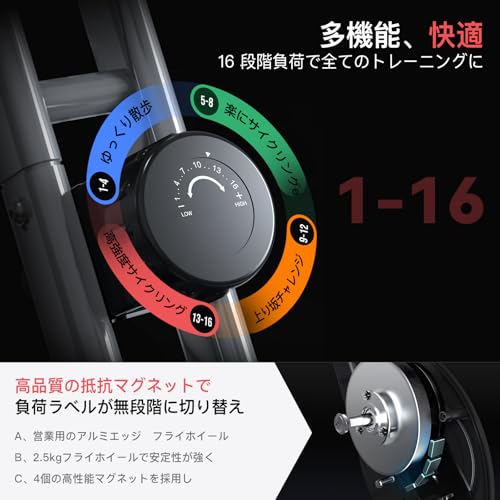 LINBOLUSA エアロバイク フィットネスバイク 折りたたみ 16段階負荷調節 816 の商品画像 1