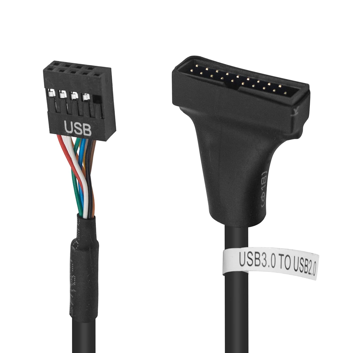 Duttek USB 3.0 to USB 2.0 Adapter, 19 Pin Male to 9 Pin Female Motherboard Cable Adapter Converter 50 CM / 19.68 Inch (2-Pack) - Image 4