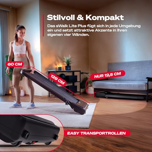 Sportstech Laufband Walking Pad für Zuhause, mit manueller Steigung, Walking Pad bis 6 km/h, Treadmill bis 12km/h, App, Fernbedienung, kompakt, LED, Home Office, sWalk Lite/sWalk Lite Plus – Bild 6