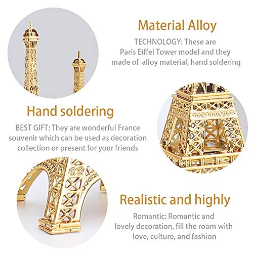 Mini figura Torre Eiffel de metal dorado para decoración miniatura 5