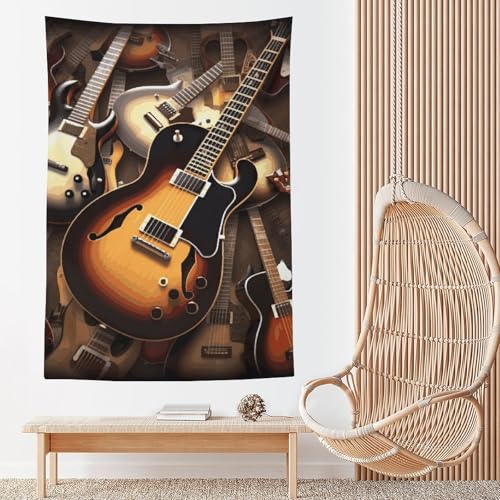 Tapisserie murale guitare pour ambiance studio musique de chambre ado