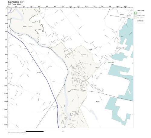 ZIP Code Wall Map of Suncook, NH ZIP Code Map Laminated