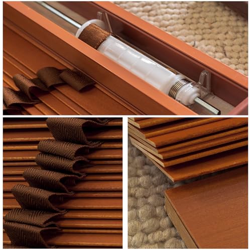 Persianas horizontales de madera contra miradas externas y exceso de claridad en dormitorios 2