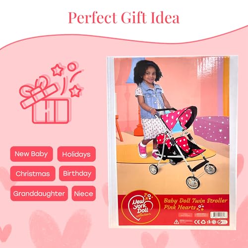 image for The New York Doll Collection My First Doll Twin Stroller - Cutest Hear