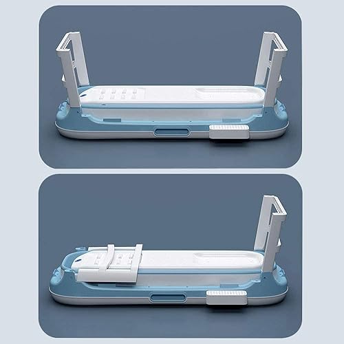 Miniatura 5 de W WEYLAN TEC Bañera plegable extra grande de lujo de 55 pulgadas para niños pequeños, gemelos adultos con tapa y mango de drenaje, color azul