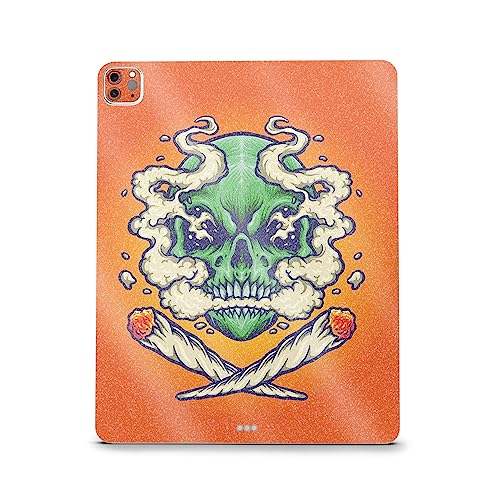 Image of MightySkins Carbon Fiber Skin Compatible with Apple iPad Pro 12.9 inch M2 6th Gen (2022) Full Wrap Kit - Smoke Skull | Protective, Durable Textured Carbon Fiber Finish | Easy to Apply | Made in The USA