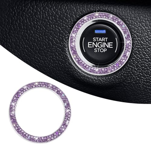 MUQIDA Calcomanía de anillo de arranque del motor para coche, con diamantes de imitación de cristal para botón de arranque, anillo decorativo brillante para perilla de encendido para mujeres y niñas