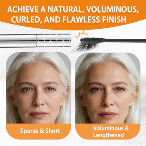 2 Pcs Negro Mascara de Pestañas Waterproof, Máscara de Pestañas Diseñada Específicamente para Mujeres Maduras, Volumen Duradero sin Grumos, Ideal para Pestañas Finas, Cortas y Escasas - imagen 3