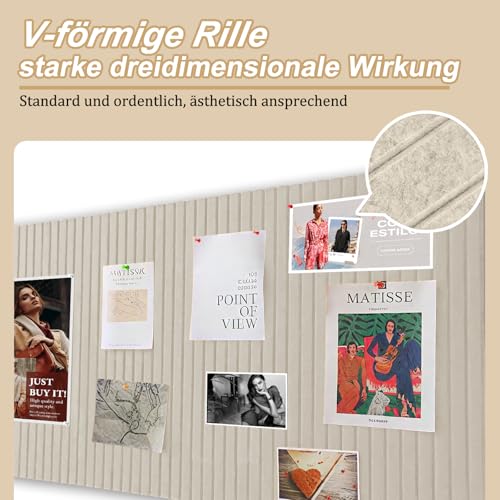 Große Filz Pinnwand Selbstklebend 80x40cm - Dekorative Pinnwand aus Filz mit 35 Reißzwecke, 0,9cm Dick, Moderne Pinnwand Ohne Bohren eignen sich für Büros, Schulen, Kinderzimmer, Helles Kamel