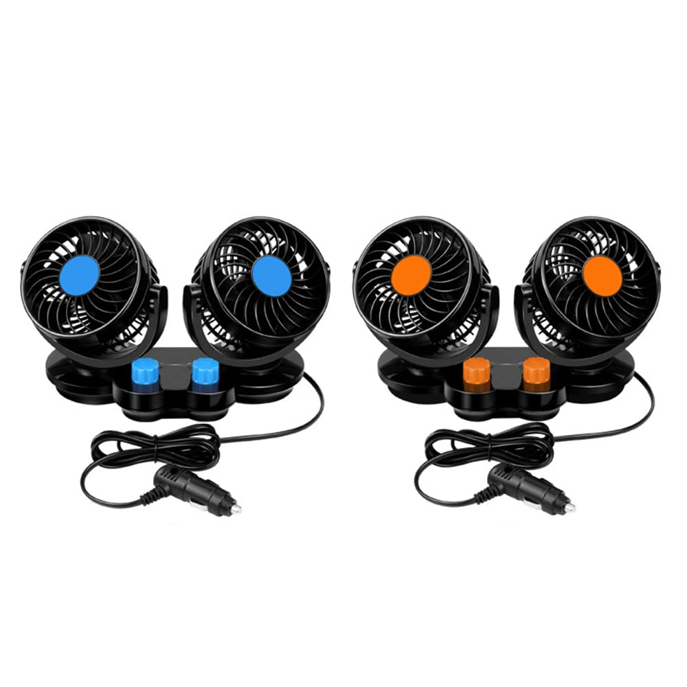 Baceyong 12V / 24V ventola USB a doppia testa per auto, 360° regolazione, per auto mini fuoristrada van