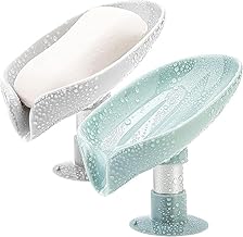 NOU Space Aluminum Alloy, Plastic Lotus Leaf Soap Dish with Suction Cup Base, 45-Degree Inclined Design, Self-Draining Bathroom Holder, Blue