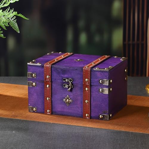 Boîte de rangement en bois avec serrure et coffre d'objets de valeur - 8