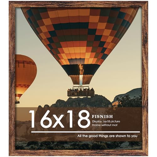 Fisnish 16x18 Picture Frame, Classic Brown 16 x 18 Poster Frame for Horizontal or Vertical Wall Mounting, 1 Pack