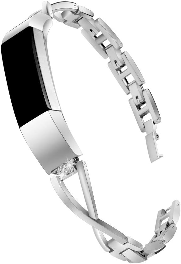 OUKE Compatible for with Fit bit Alta Bands Small Silver Rose Gold Fit bit Alta hr Metal Replacement Bands Accessories Women Straps Bracelet Bangle Wrist Bands