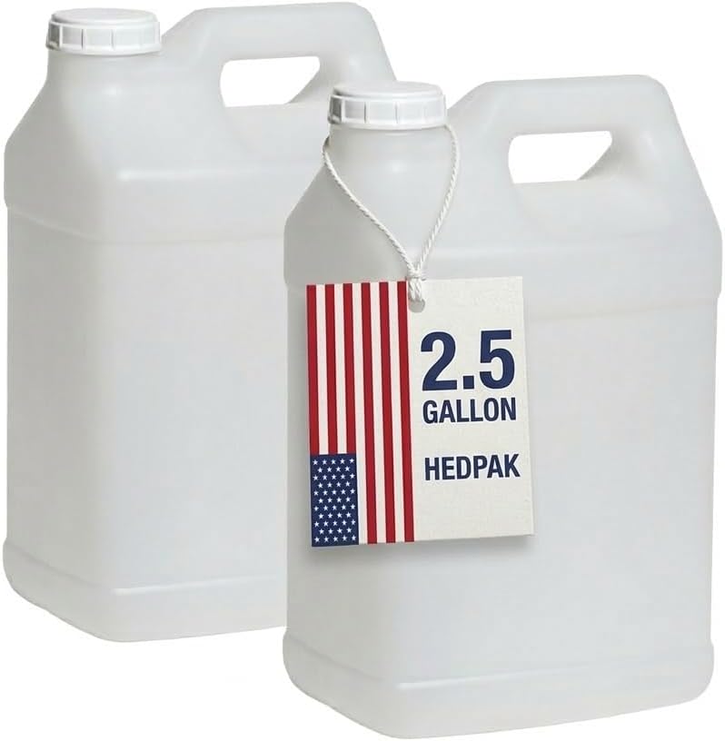 FastRack 2.5 Gallon Water Jug (Pack of 2) w/ 1 Black Rubber Cap Gripper | Reusable Plastic Jug with lid for Liquids | Heavy-Duty Water Container for Storage, Camping | BPA-Free Gallon Jugs with Lids