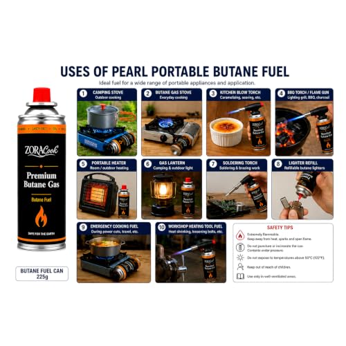 Image of 225g Premium Butane Gas Cylinder for Camping Stove Portable High Pressure Refill Fuel Can for Welding Torch Canister Outdoor Cooking Lighter Trekking Hiking Soldering Cartridge(Pack of 6)