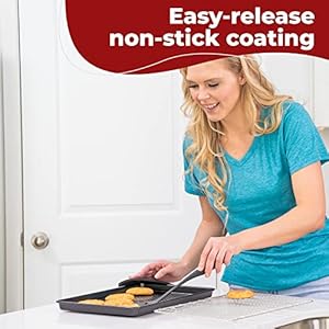 KITCHENATICS 12 PC Carbon Steel Baking Pans Set Nonstick, Kitchen Essentials for New Home, Nonstick Bakeware Sets with Cake Pans, Muffin Top Pans Non Stick, Oven Pan - Black Stackable Bakeware Set KITCHENATICS 12 PC Carbon Steel Baking Pans Set Nonstick Kitchen Essentials for New Home Nonstick Bakeware Sets with Cake Pans Muffin Top Pans Non Stick Oven Pan Black Stackable Bakeware Set