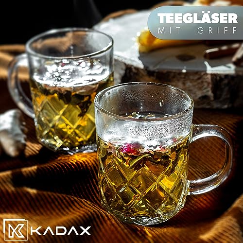 KADAX Teegläser 230ml, 12er Set, Gläser mit Griff, spülmaschinenfest, Trinkgläser für Kaffee, Tee, Wasser, Saft, Drink, Garten, Saftgläser… – Ansicht 2