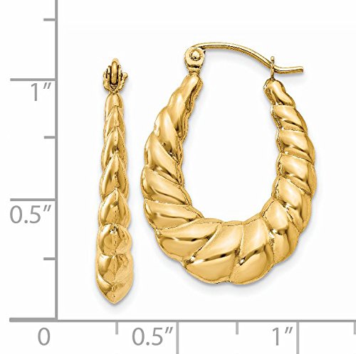 Polished Scalloped Shrimp Hinged Hoop Earrings in Real 14k Gold4