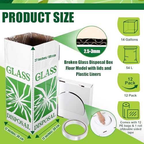 Image of Resurhang 12 Pcs Broken Glass Disposal Box 12 inch L x 12 inch W x 27 inch H Floor Model Laboratory Glass Disposal Cardboard Box Container Bins Trash Cans Cartons for Party Broken Bottle
