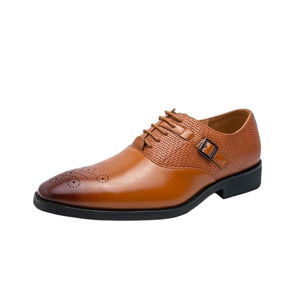 Men Office Buckle Oxford Dress Shoes Leather Classic Pointed Toe Shoes Tuxedo Comfortable Wedding Formal Party Fashion Footwear