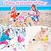 Collapsible Beach Toys Set for Kids Toddlers Girls, Collapsible Sand Bucket and Shovels Set with Mesh Bag & Sand Molds, Ice Cream Travel Sand Toys for Beach, Sandbox Toys for Toddlers Kids Age 3-10