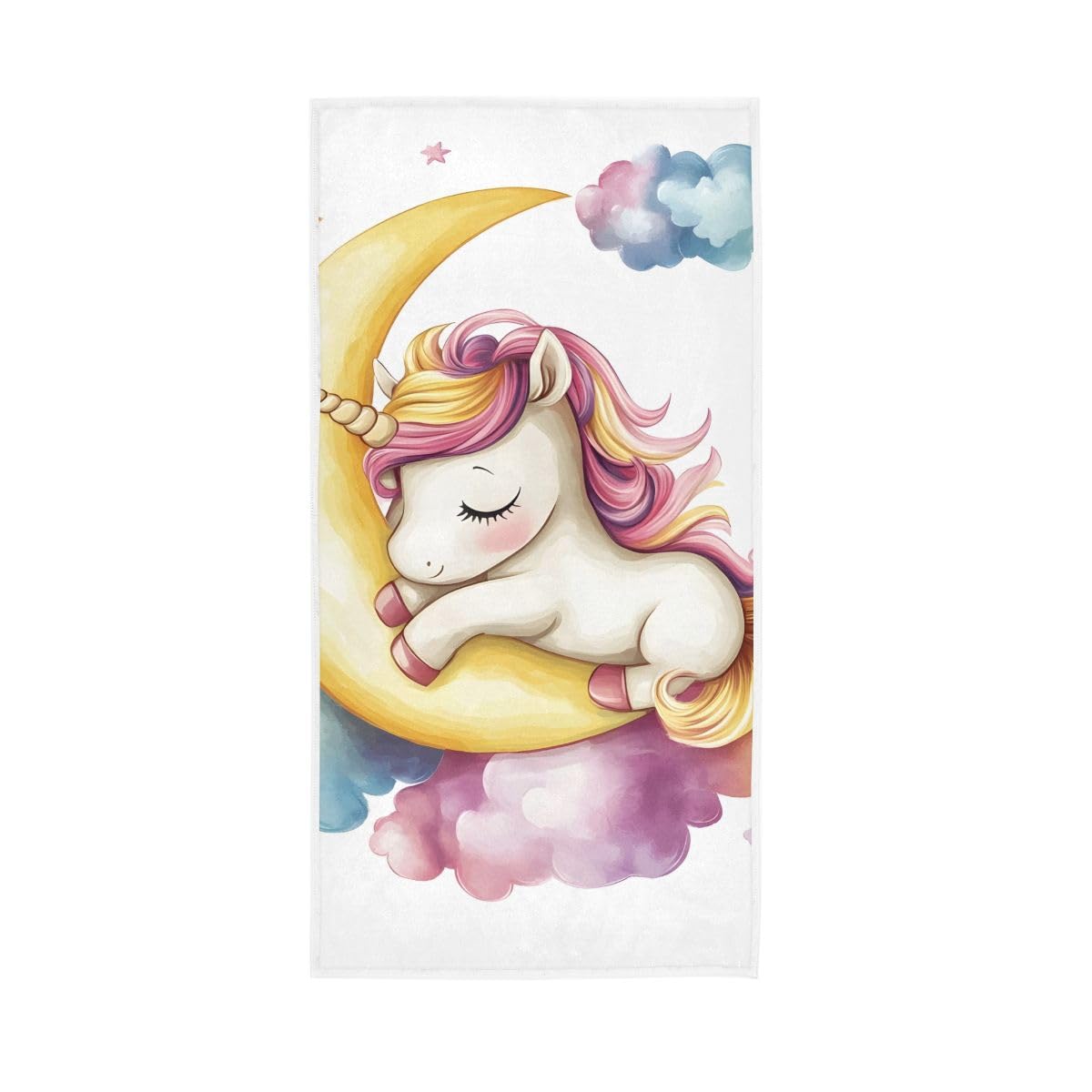 LSRCPD Unicorn Colorful Cloud Face Towels for Bathroom, Hand Towels for Bathroom, Shower, Hotel, Spa 15 x 30 Inches