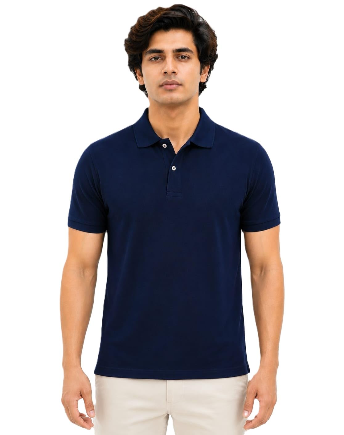 Premium Men's Solid Super Soft Classic Polo T-Shirt, Regular Fit Navy Blue-picture-44